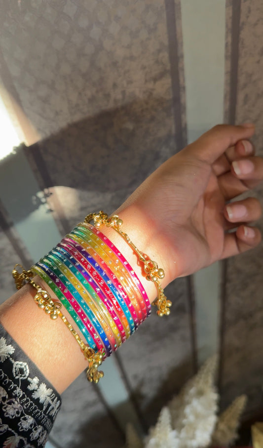 Golden Ghungroo + Raindrop Churriyan Set -2.6 Size