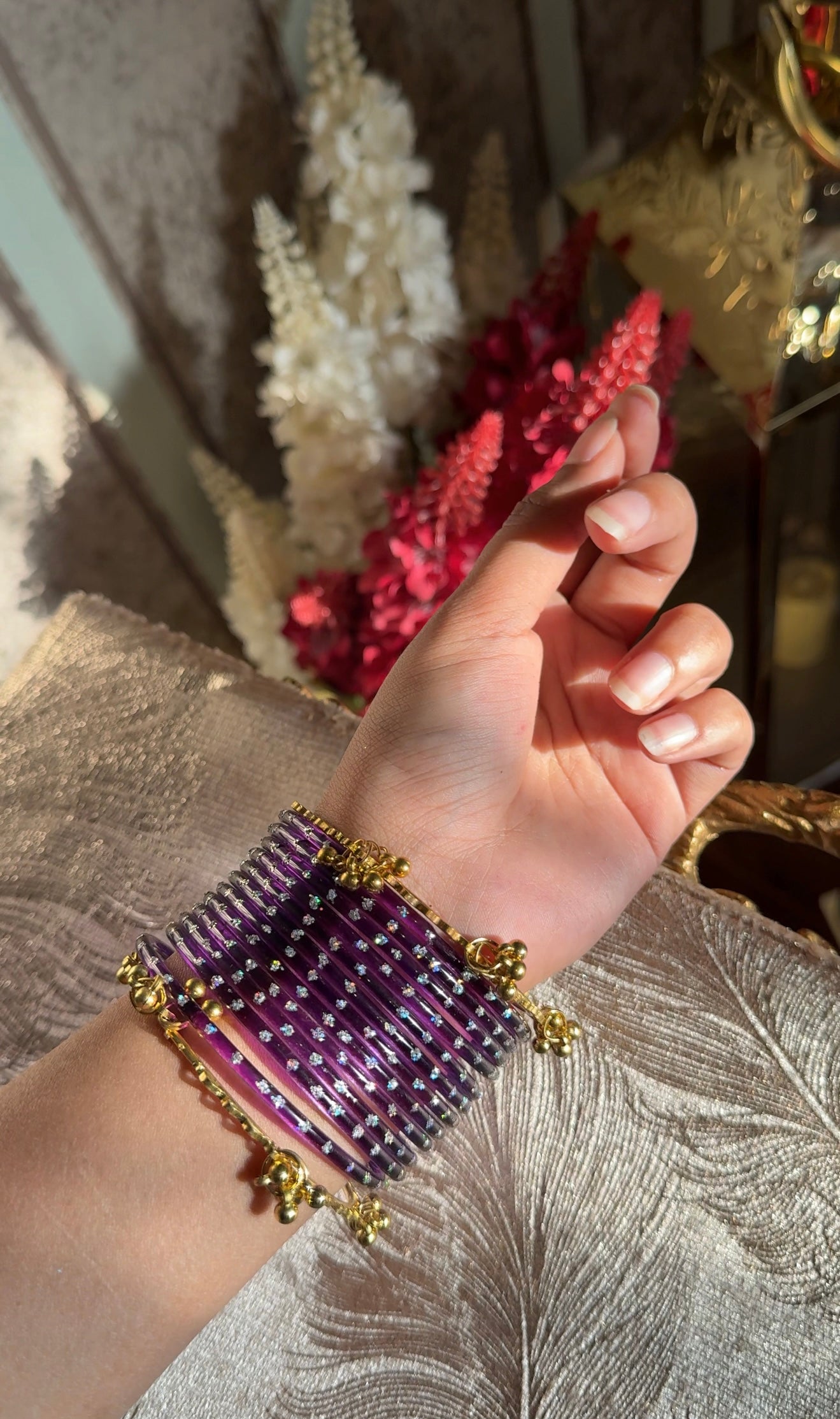 Golden Ghungroo + Raindrop Churriyan Set -2.6 Size
